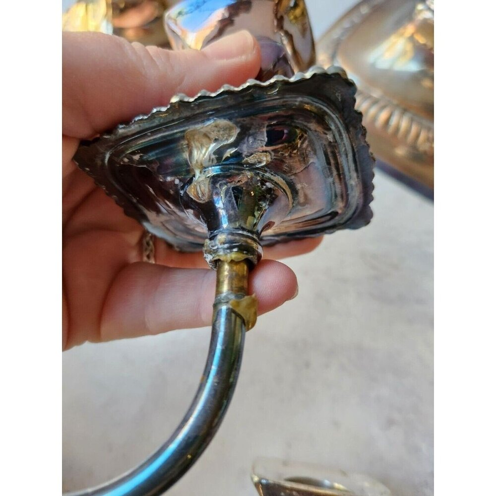 Vtg International Lord Robert Silver SILVERPLATE Come Apart 3 Light Candelabras - Picture 8 of 10